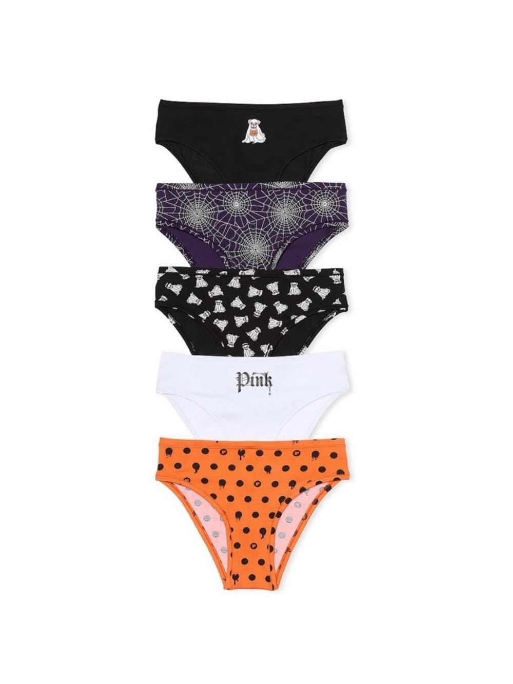 VS PINK HALLOWEEN Cotton Cheeky Panties Large Multi 5 Pack NEW